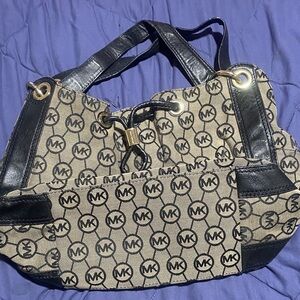 Michael Kors Black and Tan Logo Shoulder Bag